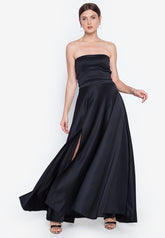 Bandeau Sweep Train Maxi Set in Black